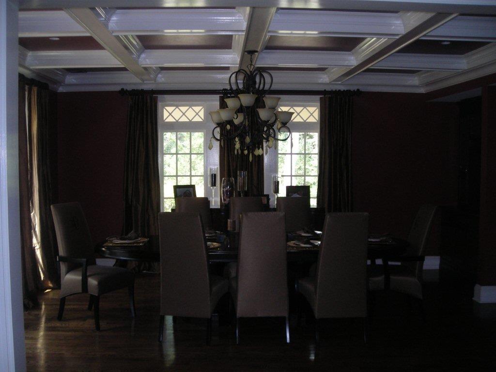 A dining room with chairs and tables in it